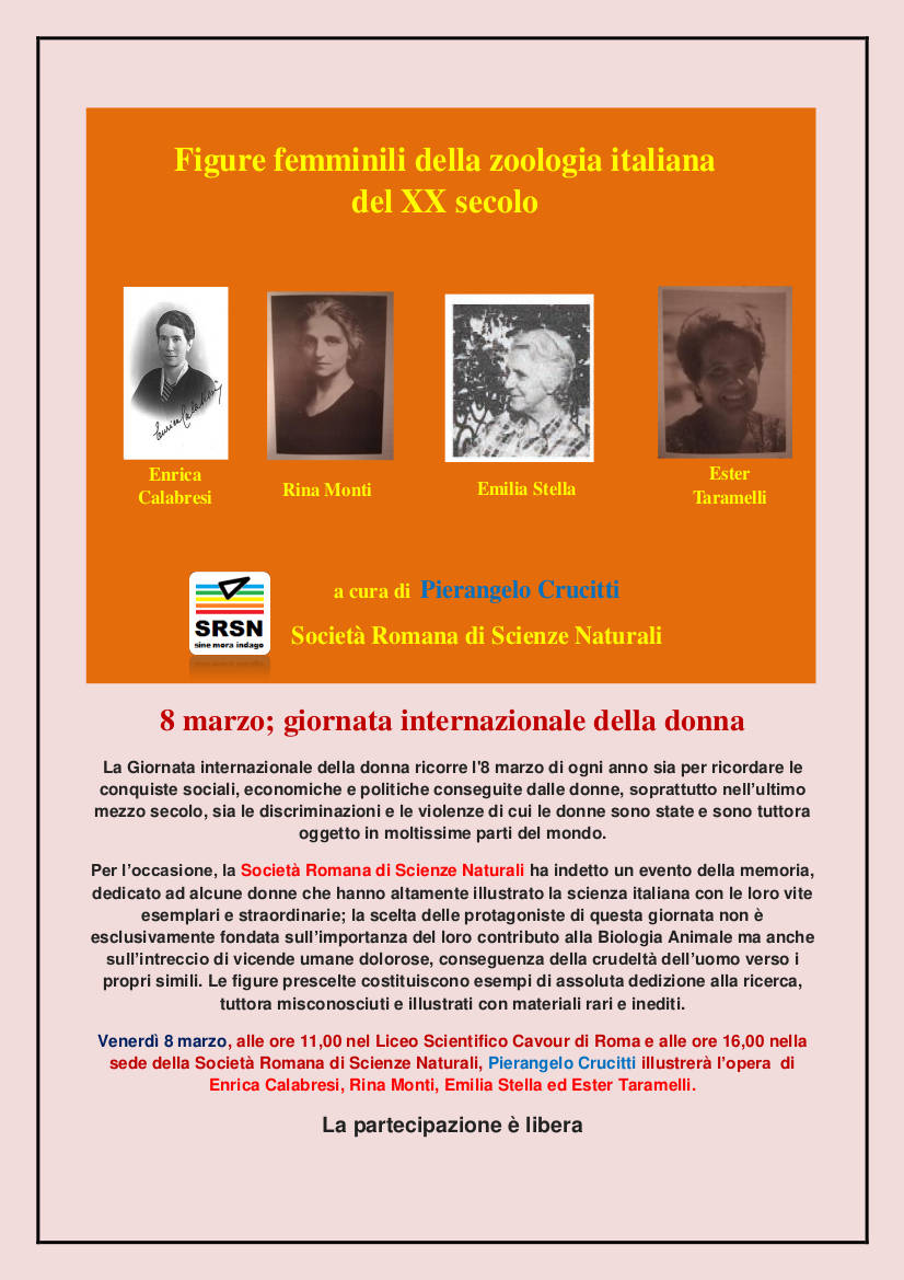 Conferenza: Figure femminili della zoologia italiana del XX secolo [SRSN]